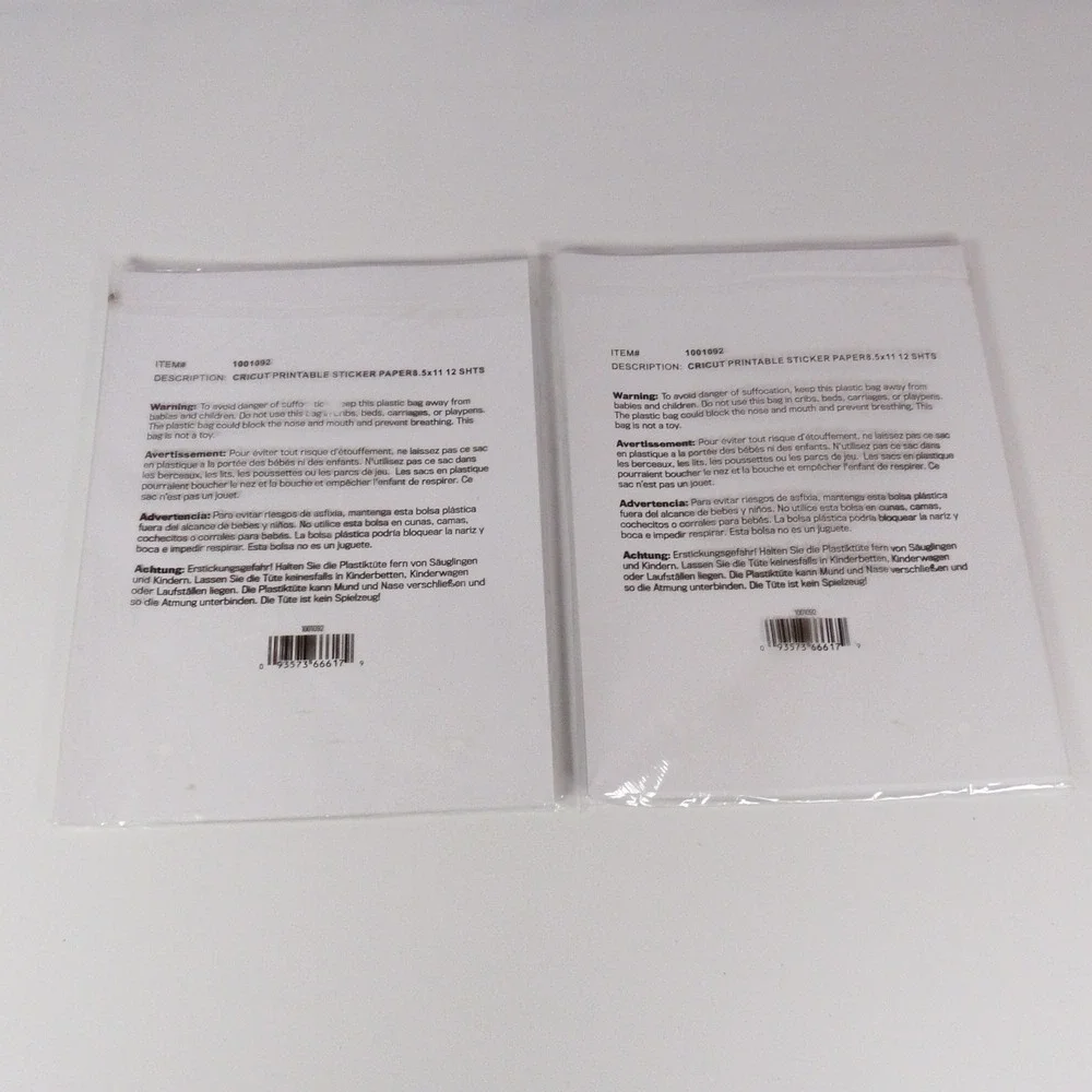 Cricut Printable Sticker Paper White 8.5x11 12 Sheets 2 Pack Bundle Crafting